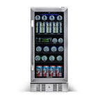 Réfrigérateur à boissons encastré Newair de 15 po, 96 canettes, en acier inoxydable, avec commandes de température et étagères réglables