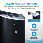 Machine à glaçons Newair de 11,8 kg (26 lb) pour comptoir, noir mat, avec fenêtre de visualisation de la glace, bouton autonettoyant et bec verseur facile à utiliser.