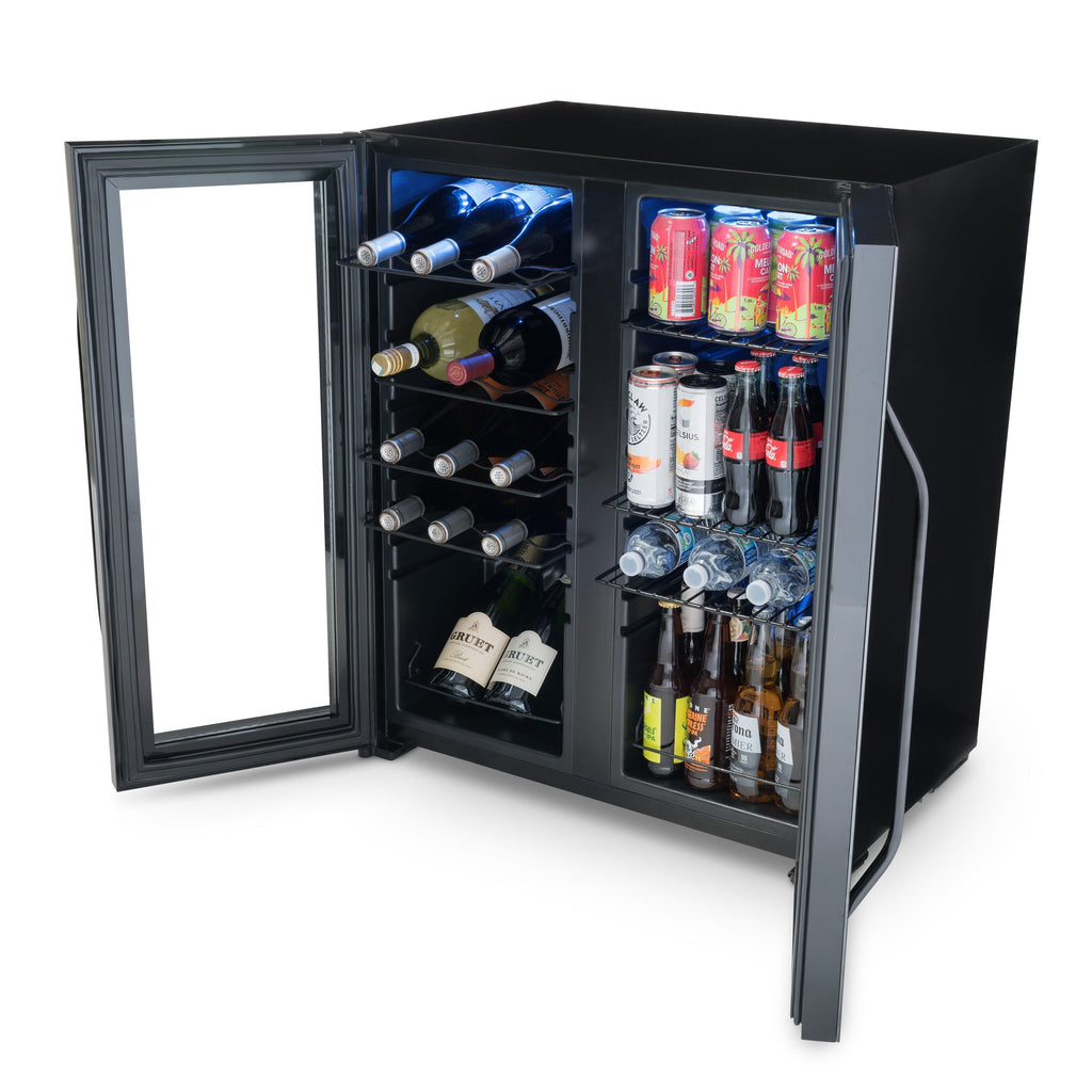 Réfrigérateur à vin et boissons Newair, 18 bouteilles et 59 canettes, deux zones de température, autonome, contrôle numérique de la température