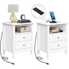 Ensemble de 2 tables de chevet avec station de charge Table d'appoint avec 2 tiroirs avec ports et prises USB Table de chevet
