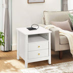 Ensemble de 2 tables de chevet avec station de charge Table d'appoint avec 2 tiroirs avec ports et prises USB Table de chevet