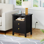 Ensemble de 2 tables de chevet avec station de charge Table d'appoint avec 2 tiroirs avec ports et prises USB Table de chevet