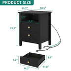 Ensemble de 2 tables de chevet avec station de charge Table d'appoint avec 2 tiroirs avec ports et prises USB Table de chevet