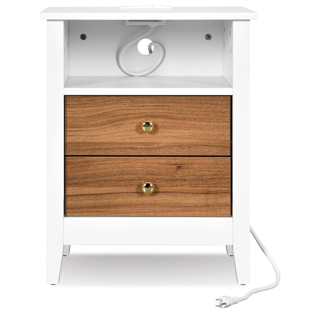Ensemble de 2 tables de chevet avec station de charge Table d'appoint avec 2 tiroirs avec ports et prises USB Table de chevet