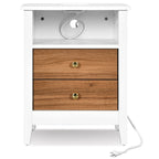 Ensemble de 2 tables de chevet avec station de charge Table d'appoint avec 2 tiroirs avec ports et prises USB Table de chevet