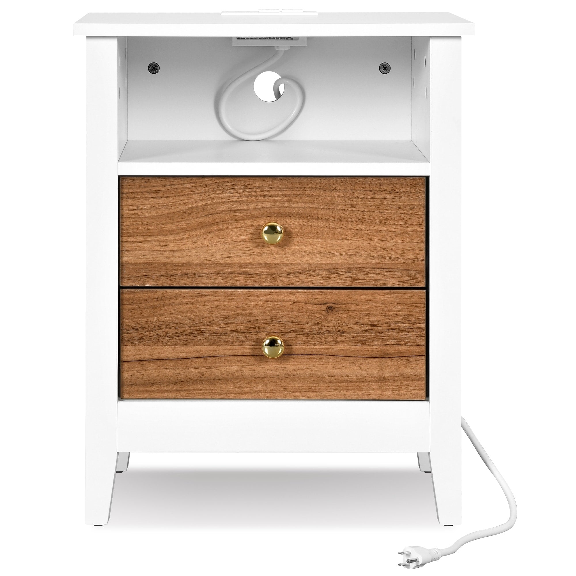 Ensemble de 2 tables de chevet avec station de charge Table d'appoint avec 2 tiroirs avec ports et prises USB Table de chevet