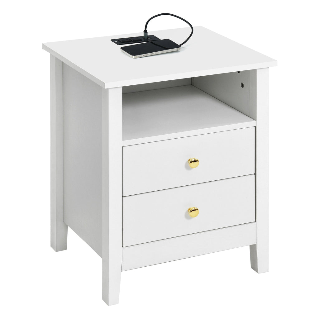 Ensemble de 2 tables de chevet avec station de charge Table d'appoint avec 2 tiroirs avec ports et prises USB Table de chevet
