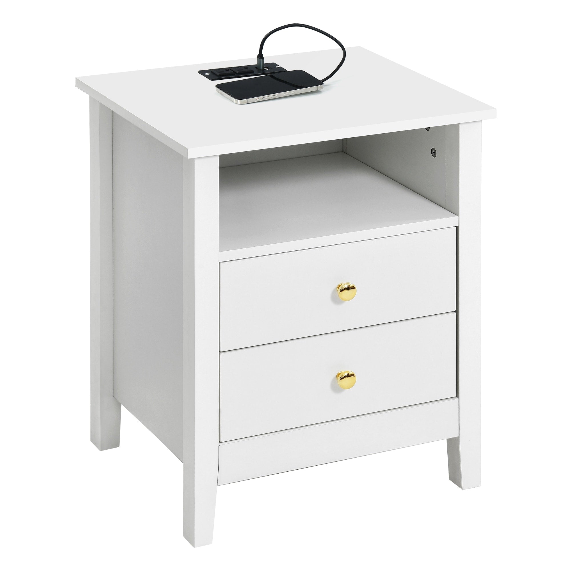 Ensemble de 2 tables de chevet avec station de charge Table d'appoint avec 2 tiroirs avec ports et prises USB Table de chevet