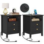 Ensemble de 2 tables de chevet avec station de charge Table d'appoint avec 2 tiroirs avec ports et prises USB Table de chevet