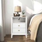 Ensemble de 2 tables de chevet avec station de charge Table d'appoint avec 2 tiroirs avec ports et prises USB Table de chevet