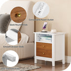 Ensemble de 2 tables de chevet avec station de charge Table d'appoint avec 2 tiroirs avec ports et prises USB Table de chevet