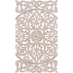 Décoration murale à 3 panneaux en bois naturel sculpté à la main Norma Floral 48 x 28 pouces