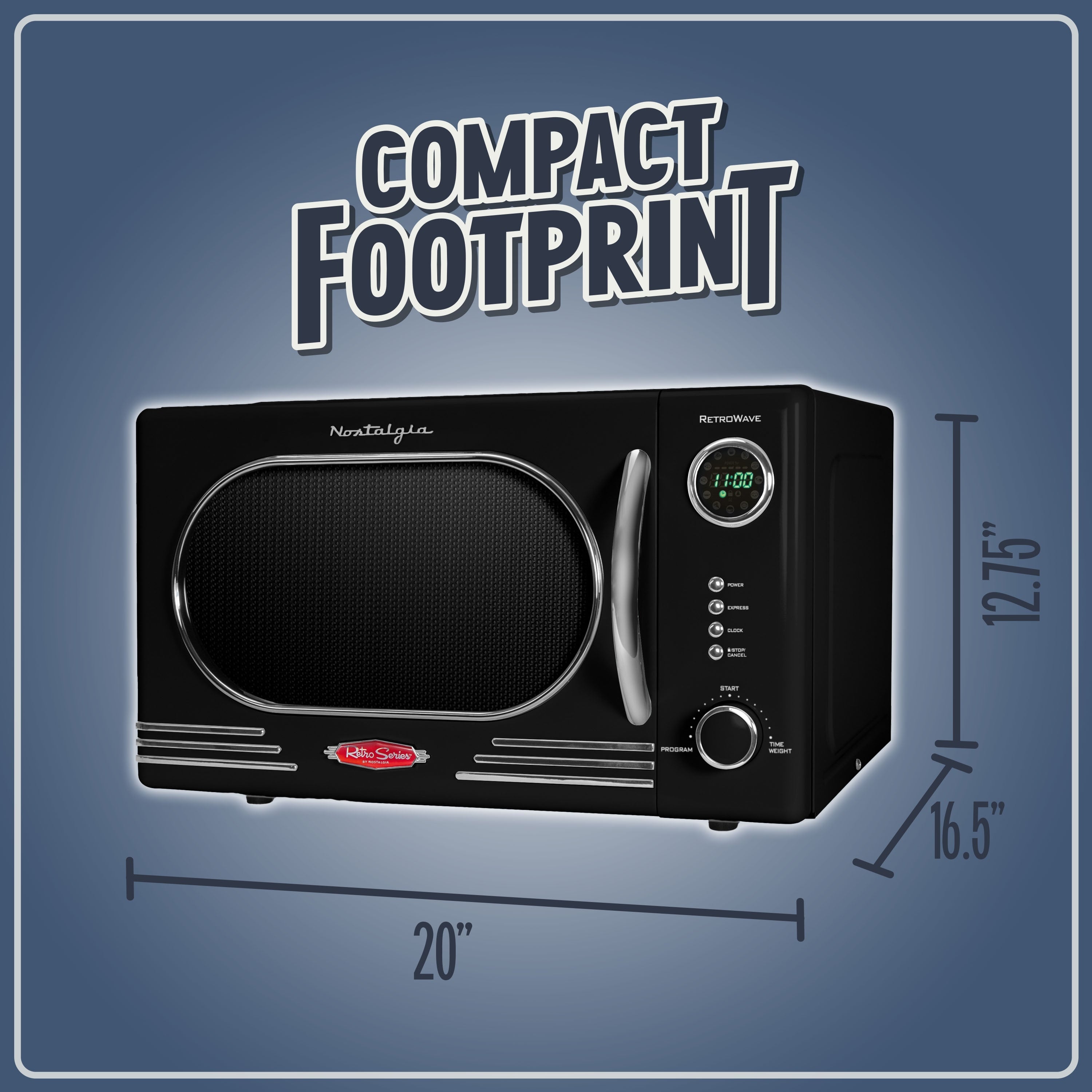 Four à micro-ondes de comptoir rétro nostalgique de 1,1 pi³ et 1 000 watts