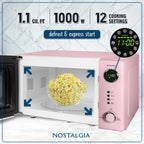 Four à micro-ondes de comptoir rétro nostalgique de 1,1 pi³ et 1 000 watts