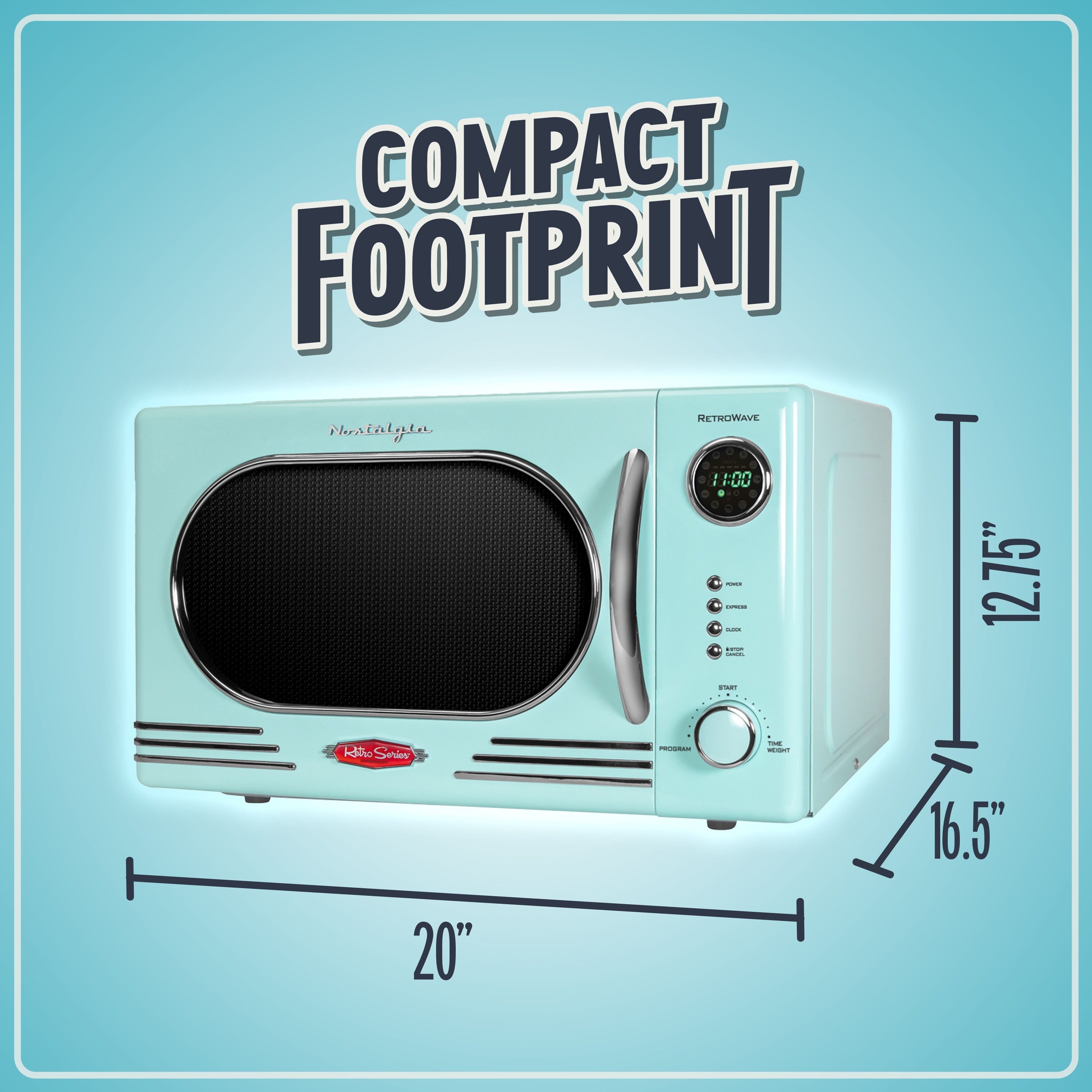 Four à micro-ondes de comptoir rétro nostalgique de 1,1 pi³ et 1 000 watts