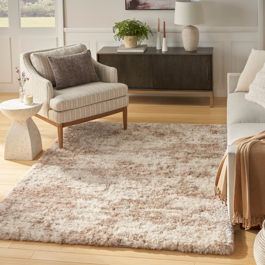 Tapis Nourison luxueux à poils longs et ultra moelleux, style abstrait glamour