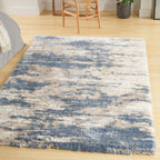 Tapis Nourison luxueux à poils longs et ultra moelleux, style abstrait glamour
