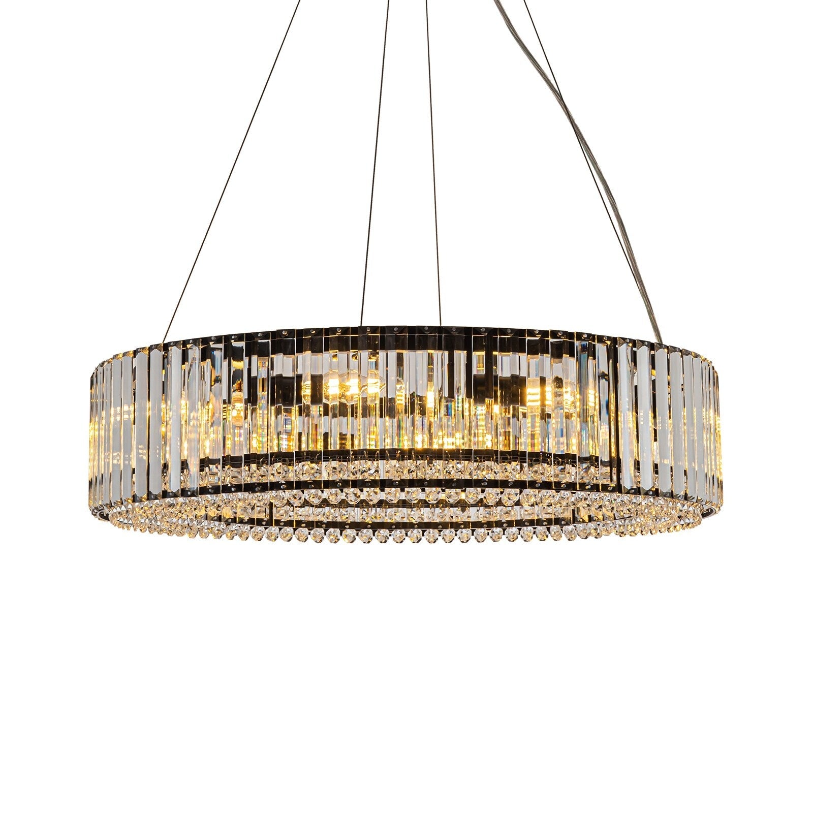 Lustre rond moderne en cristal OYIPRO 6/8/12 lumières en forme de tambour pour îlot de cuisine