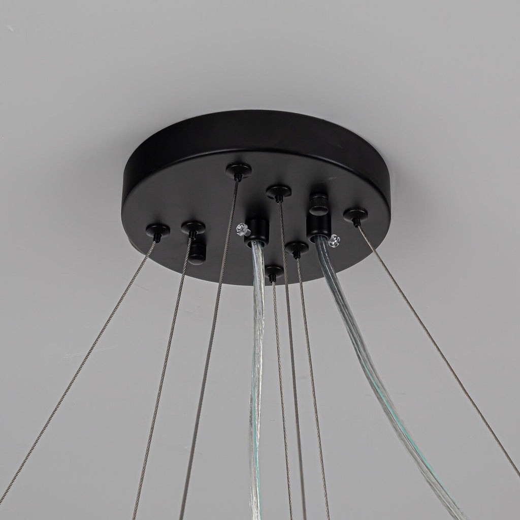 Lustre rond moderne en cristal OYIPRO 6/8/12 lumières en forme de tambour pour îlot de cuisine