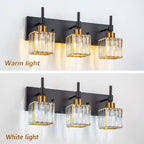 Luminaires de salle de bain en cristal à intensité variable Ora Modern sur miroir Glam Vanity Lights