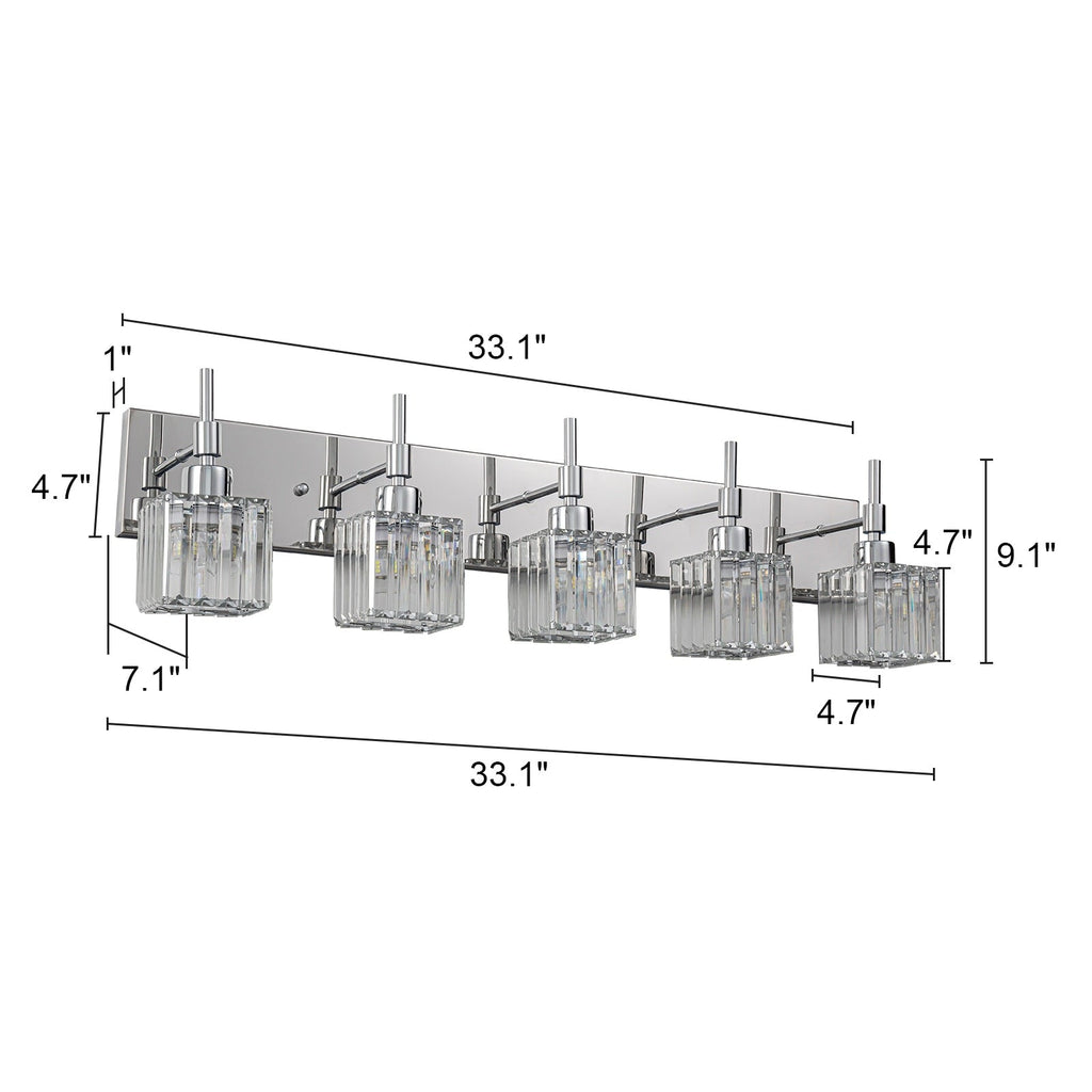 Luminaires de salle de bain en cristal à intensité variable Ora Modern sur miroir Glam Vanity Lights