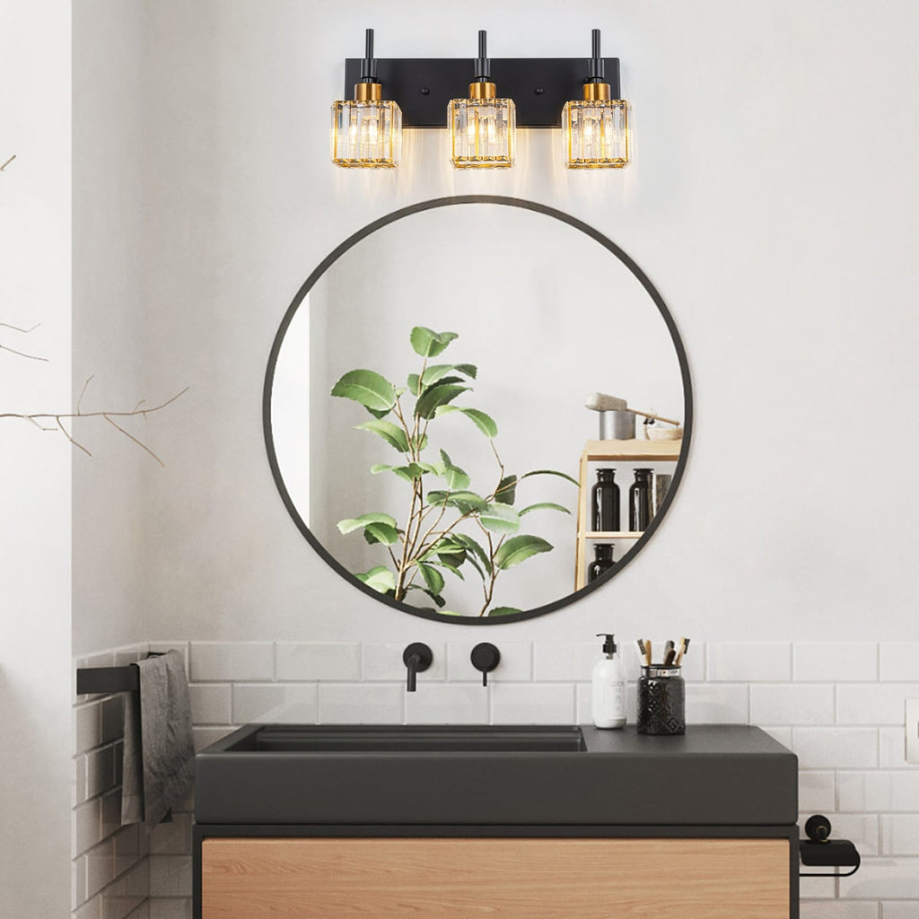 Luminaires de salle de bain en cristal à intensité variable Ora Modern sur miroir Glam Vanity Lights
