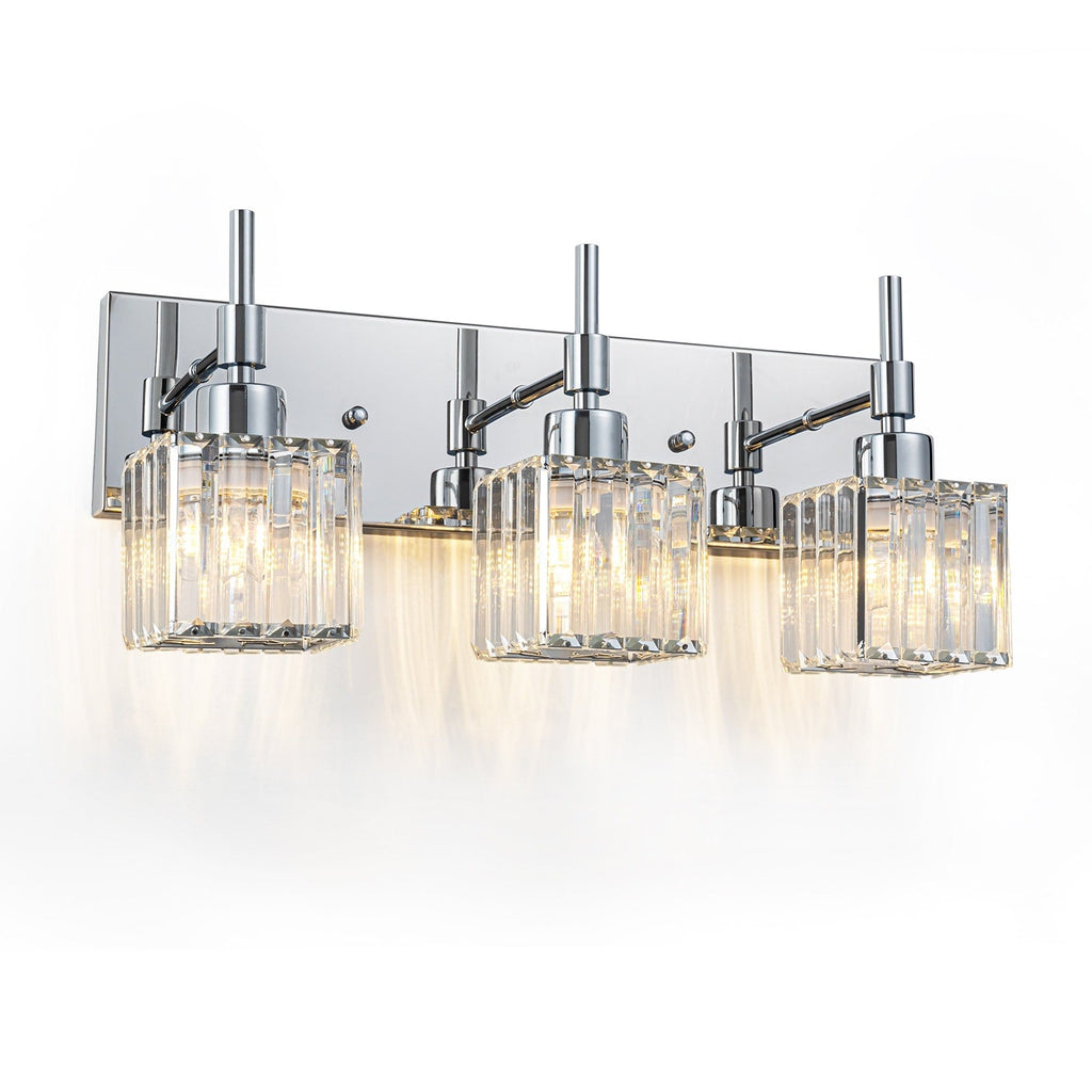 Luminaires de salle de bain en cristal à intensité variable Ora Modern sur miroir Glam Vanity Lights