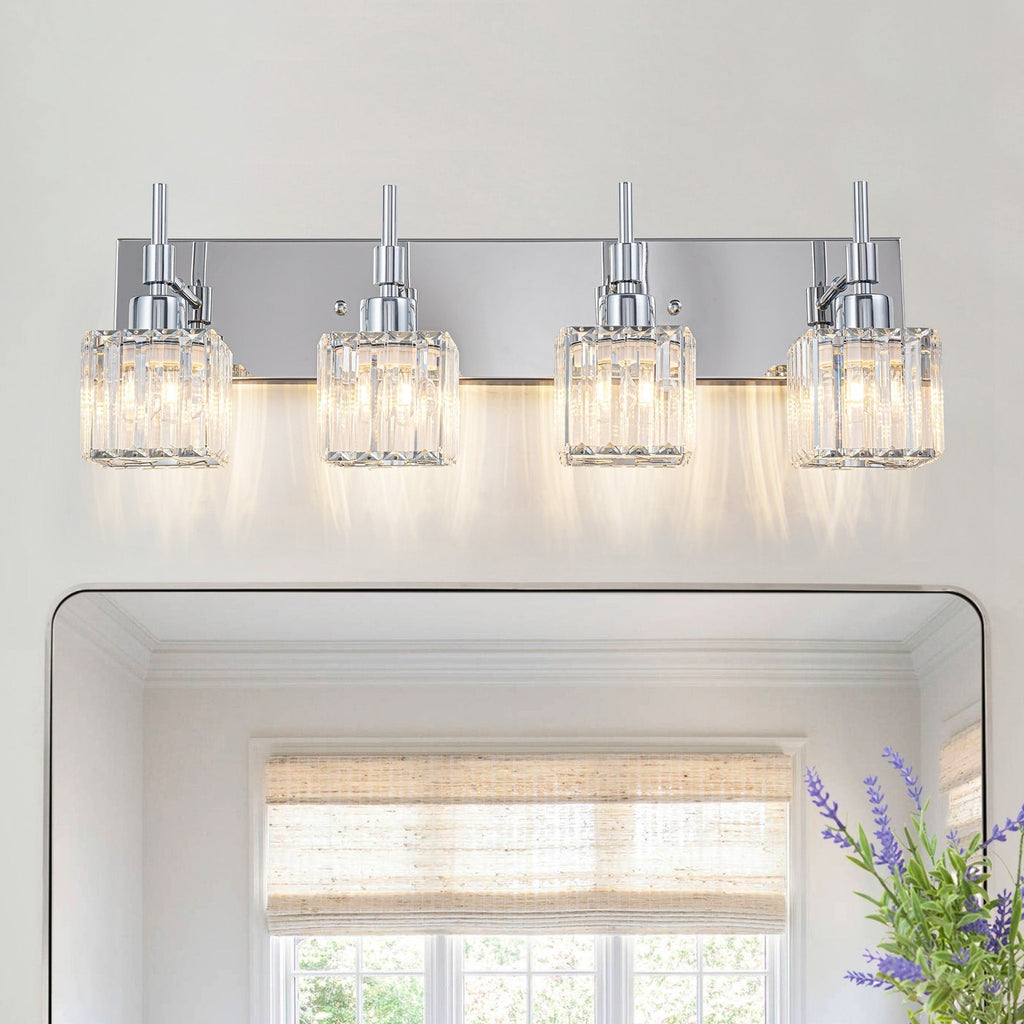 Luminaires de salle de bain en cristal à intensité variable Ora Modern sur miroir Glam Vanity Lights
