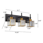 Luminaires de salle de bain en cristal à intensité variable Ora Modern sur miroir Glam Vanity Lights