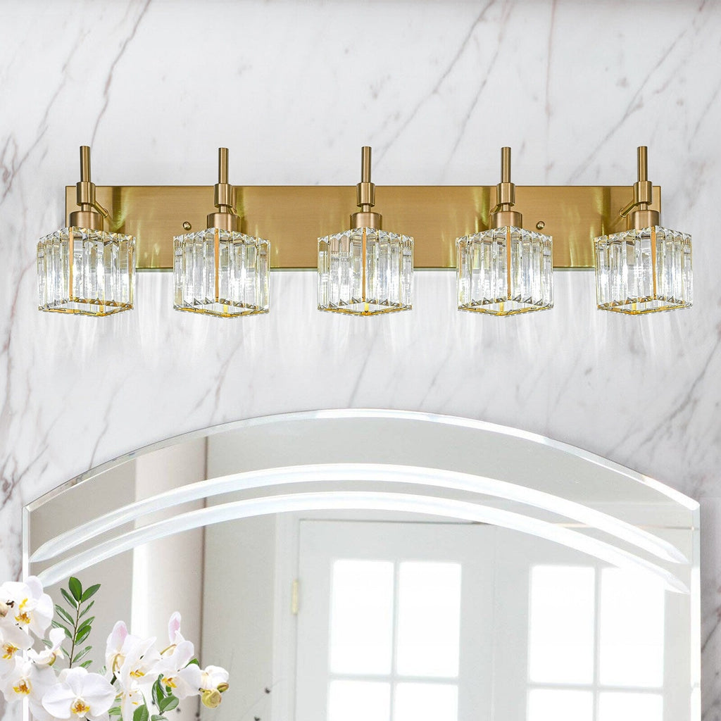 Luminaires de salle de bain en cristal à intensité variable Ora Modern sur miroir Glam Vanity Lights