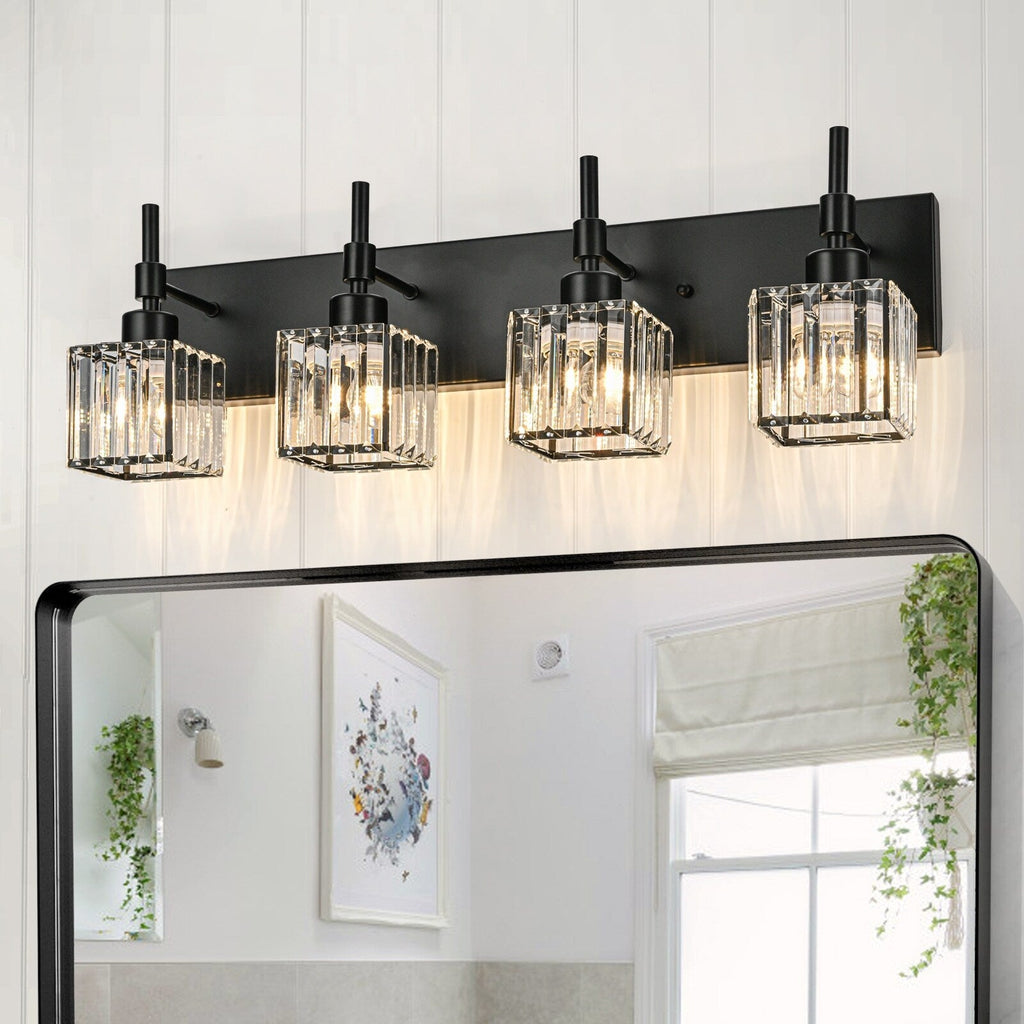 Luminaires de salle de bain en cristal à intensité variable Ora Modern sur miroir Glam Vanity Lights