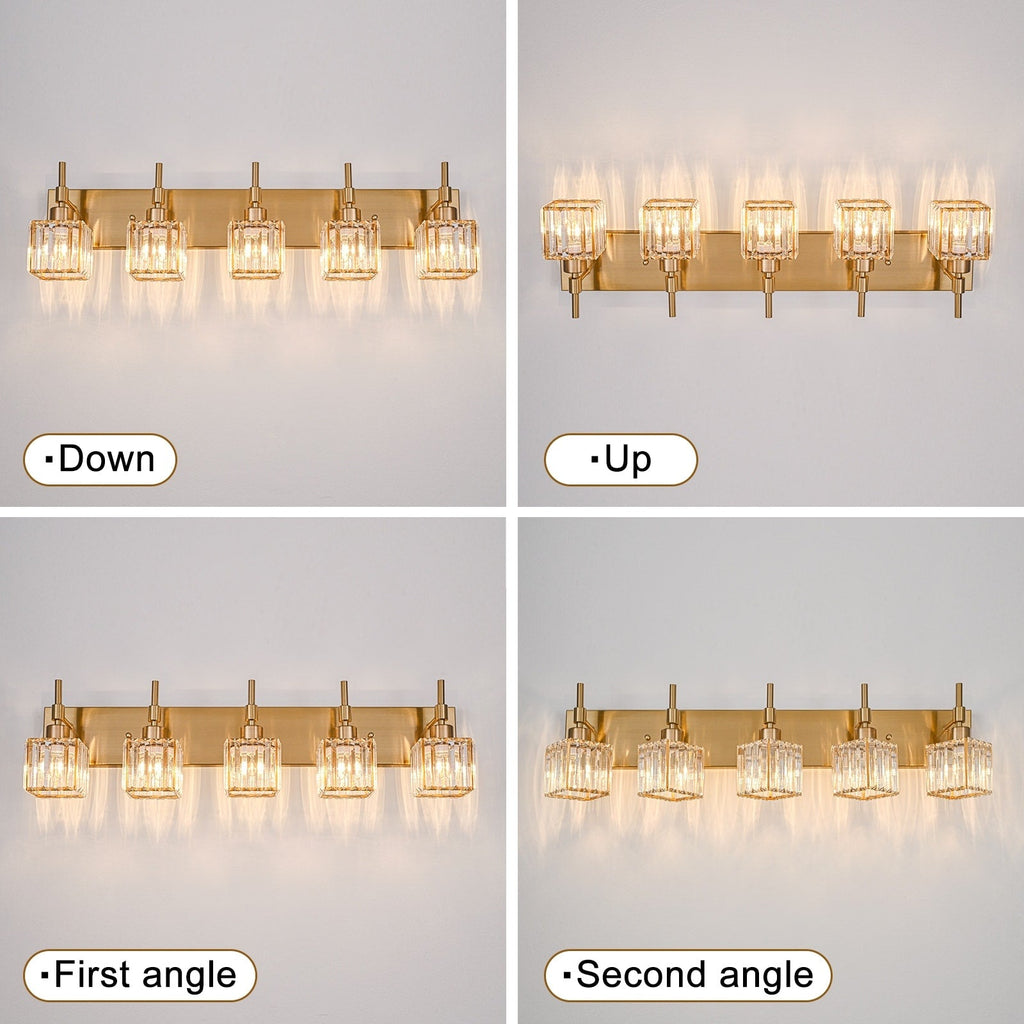 Luminaires de salle de bain en cristal à intensité variable Ora Modern sur miroir Glam Vanity Lights