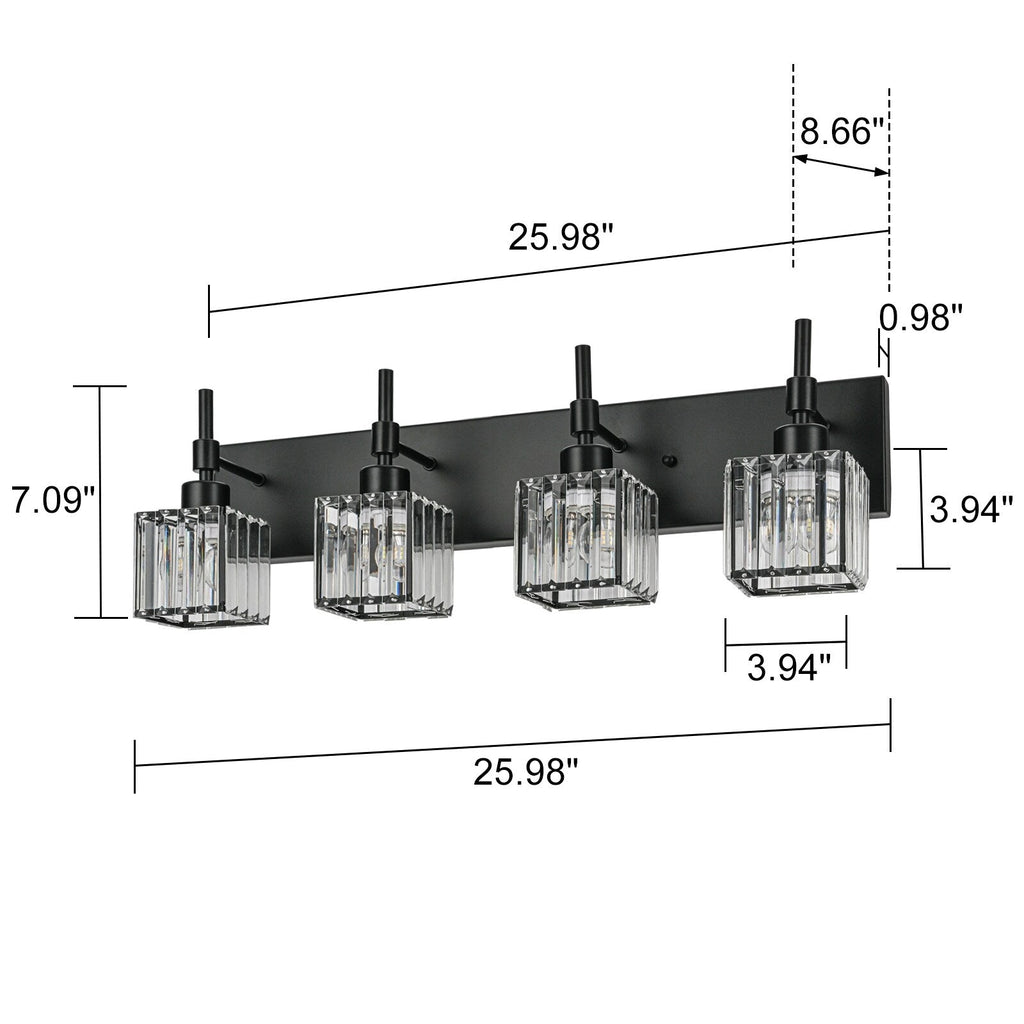 Luminaires de salle de bain en cristal à intensité variable Ora Modern sur miroir Glam Vanity Lights