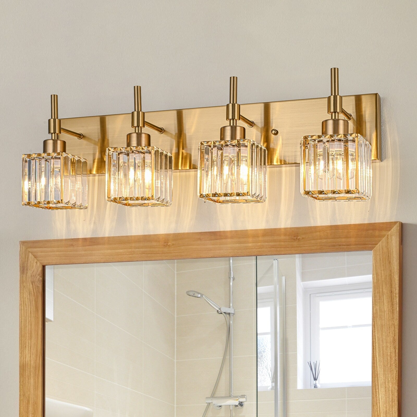 Luminaires de salle de bain en cristal à intensité variable Ora Modern sur miroir Glam Vanity Lights