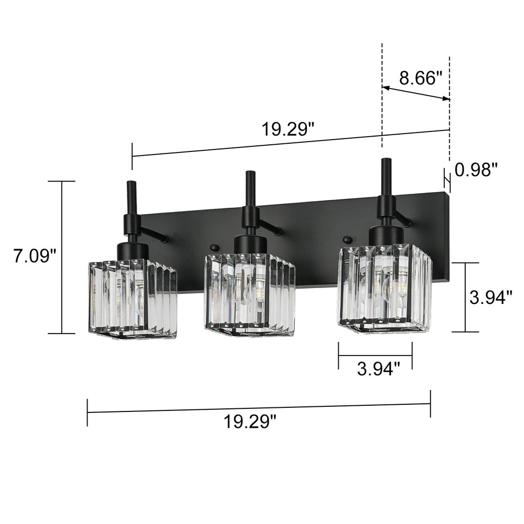Luminaires de salle de bain en cristal à intensité variable Ora Modern sur miroir Glam Vanity Lights