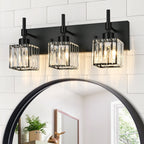 Luminaires de salle de bain en cristal à intensité variable Ora Modern sur miroir Glam Vanity Lights
