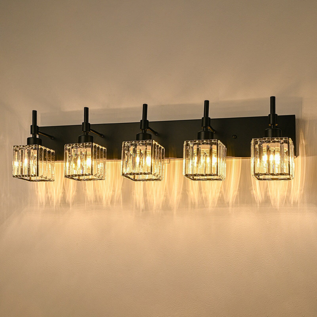 Luminaires de salle de bain en cristal à intensité variable Ora Modern sur miroir Glam Vanity Lights