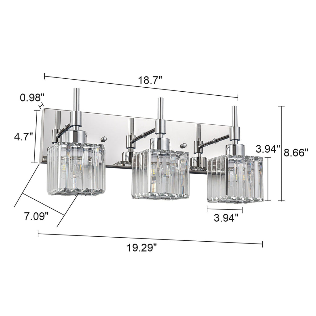 Luminaires de salle de bain en cristal à intensité variable Ora Modern sur miroir Glam Vanity Lights