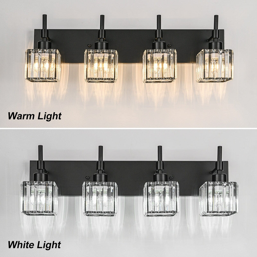 Luminaires de salle de bain en cristal à intensité variable Ora Modern sur miroir Glam Vanity Lights