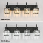 Luminaires de salle de bain en cristal à intensité variable Ora Modern sur miroir Glam Vanity Lights