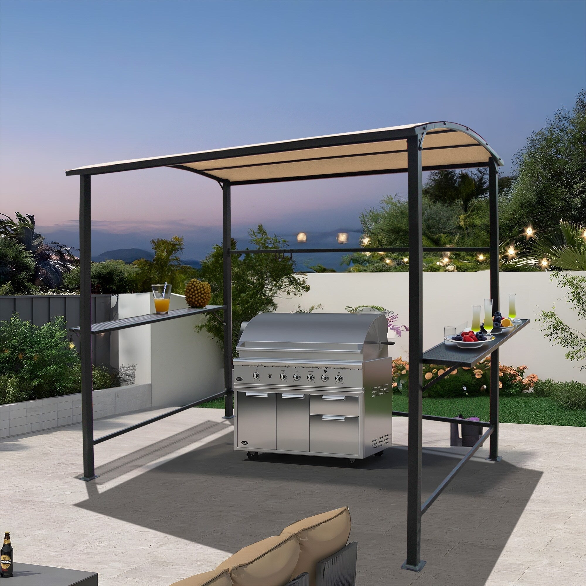 Abri barbecue extérieur à cadre en acier de 5 pi x 8 pi
