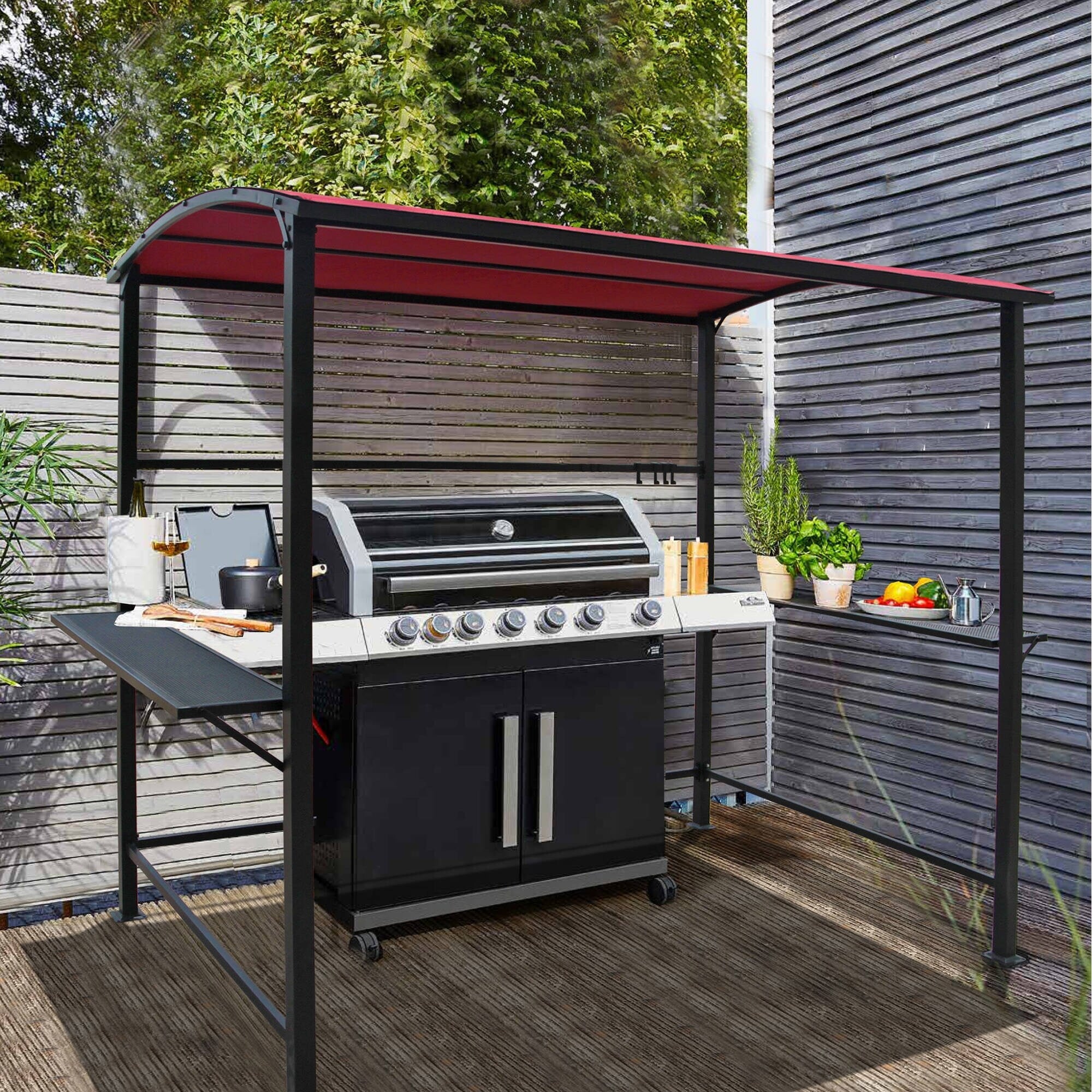Abri barbecue extérieur à cadre en acier de 5 pi x 8 pi