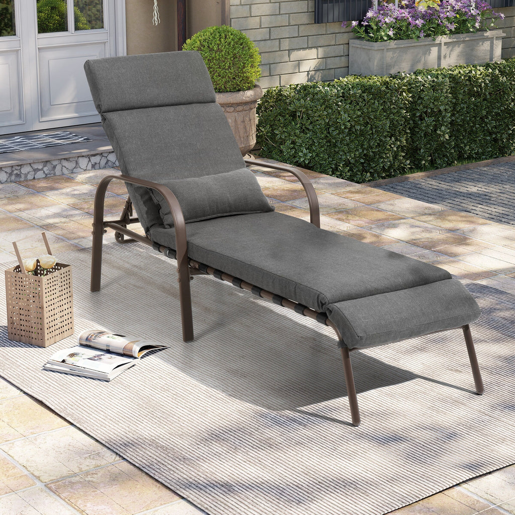 Chaise longue d'extérieur réglable avec coussin pour la plage et la piscine