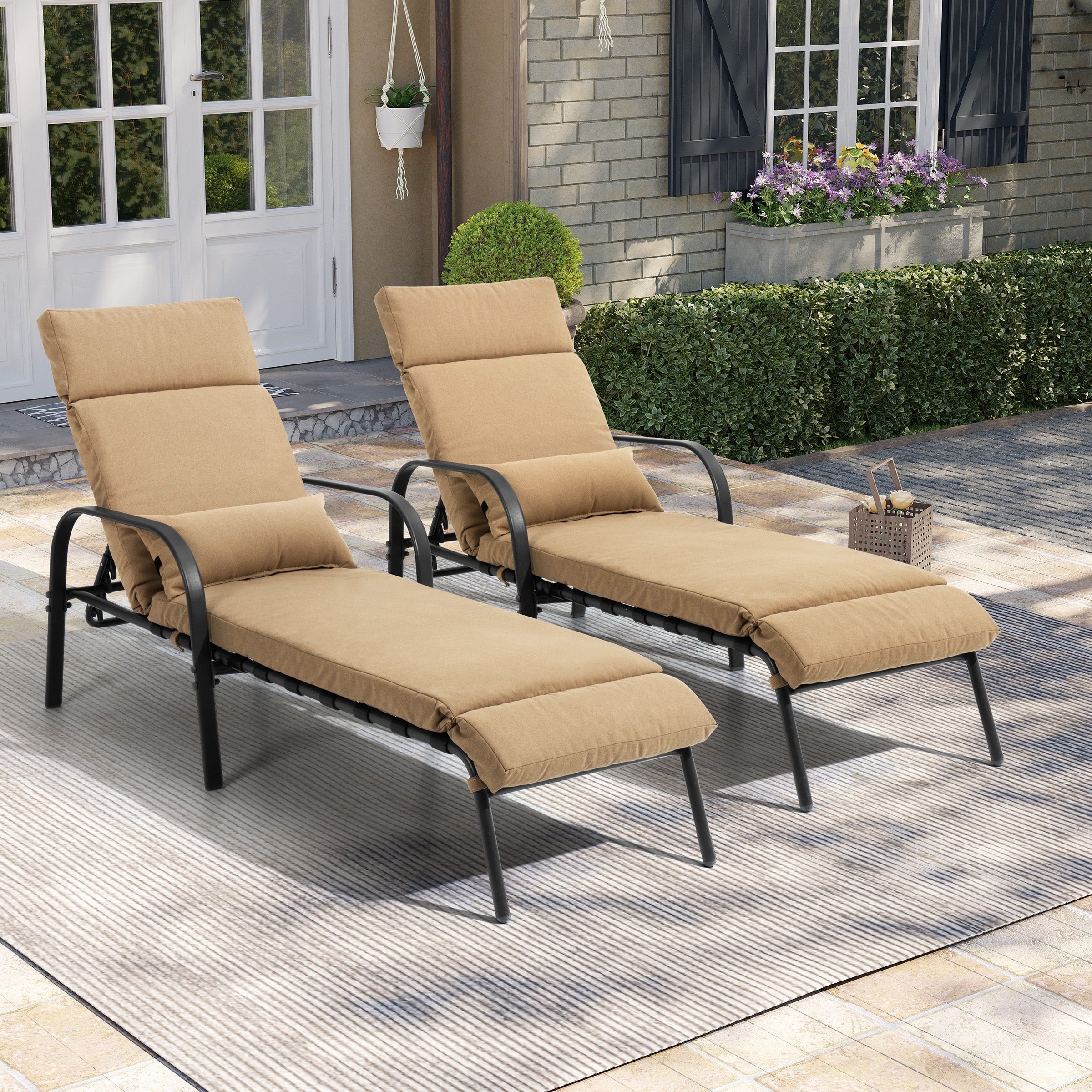 Chaise longue d'extérieur réglable avec coussin pour la plage et la piscine