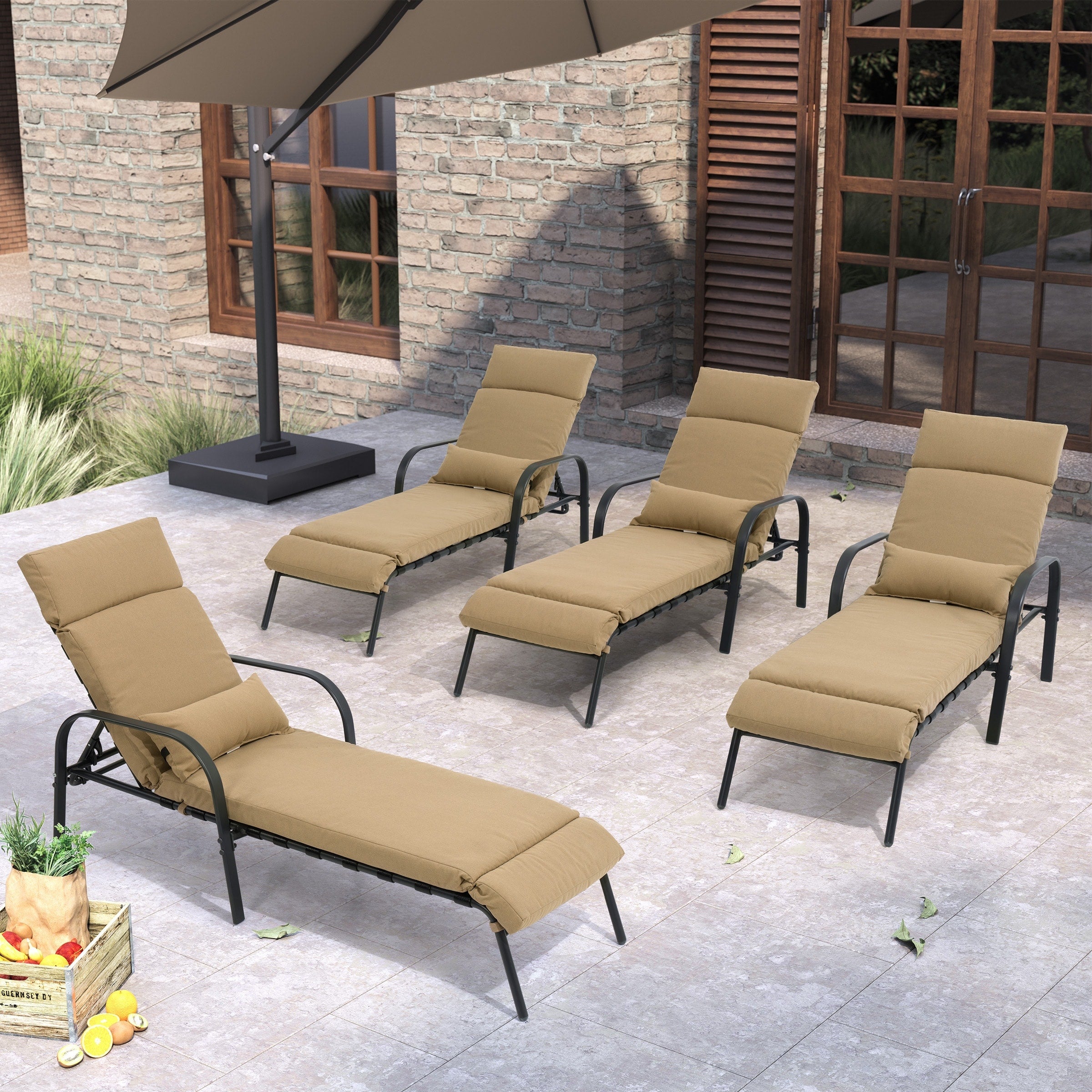 Chaise longue d'extérieur réglable avec coussin pour la plage et la piscine