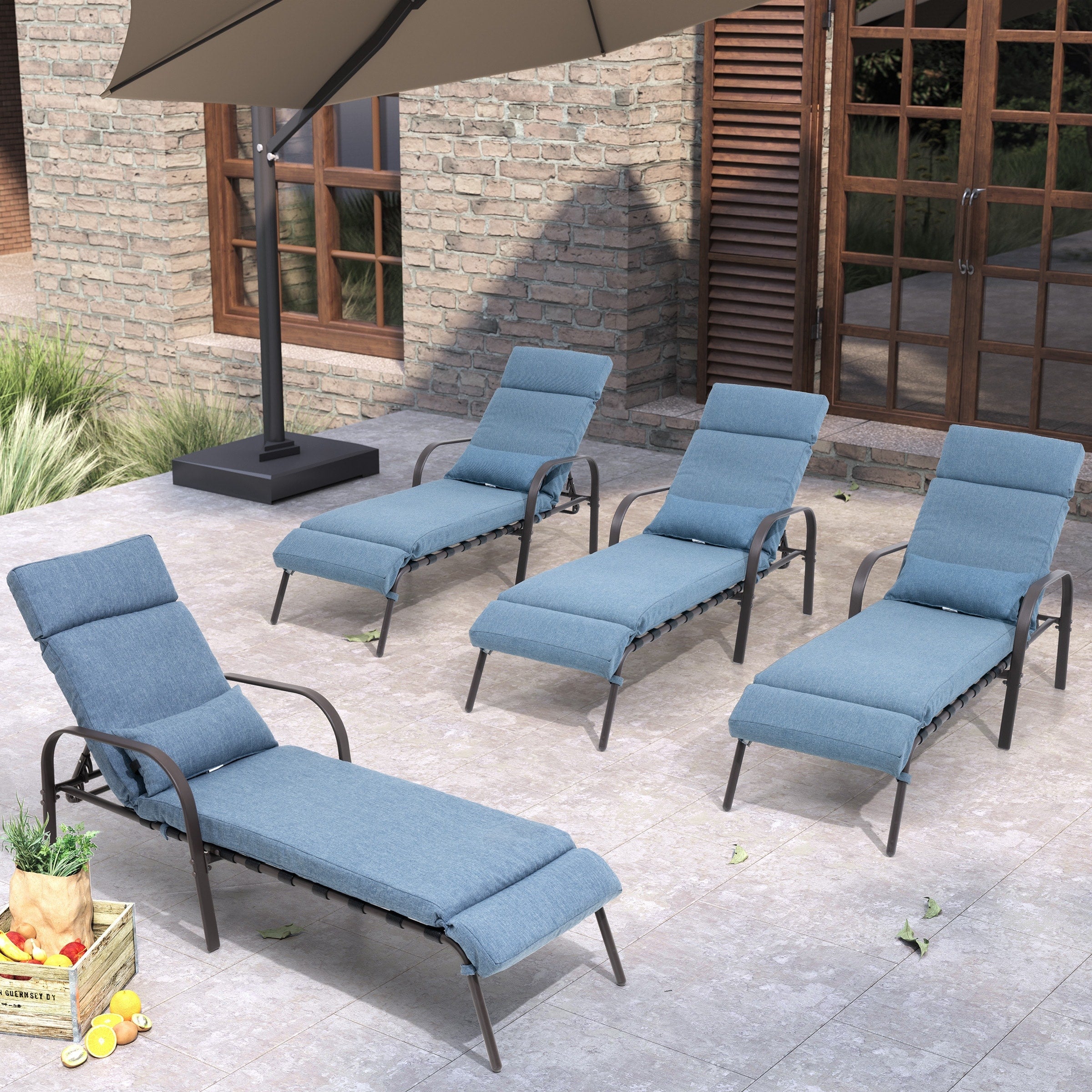 Chaise longue d'extérieur réglable avec coussin pour la plage et la piscine