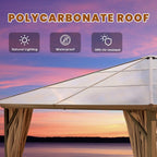 Gazebo à toit rigide EROMMY, pergola d'extérieur avec double toit, filet et rideaux, auvent robuste pour patio, arrière-cour, fête au bord de la piscine
