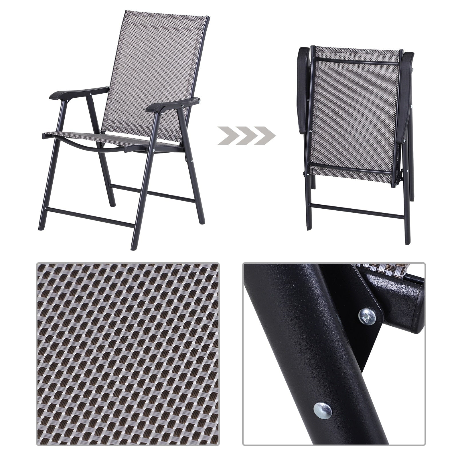 Ensemble de 4 chaises de patio pliantes Outsunny au design simple et chic, confortables pour la terrasse, le jardin, la cour et les voyages