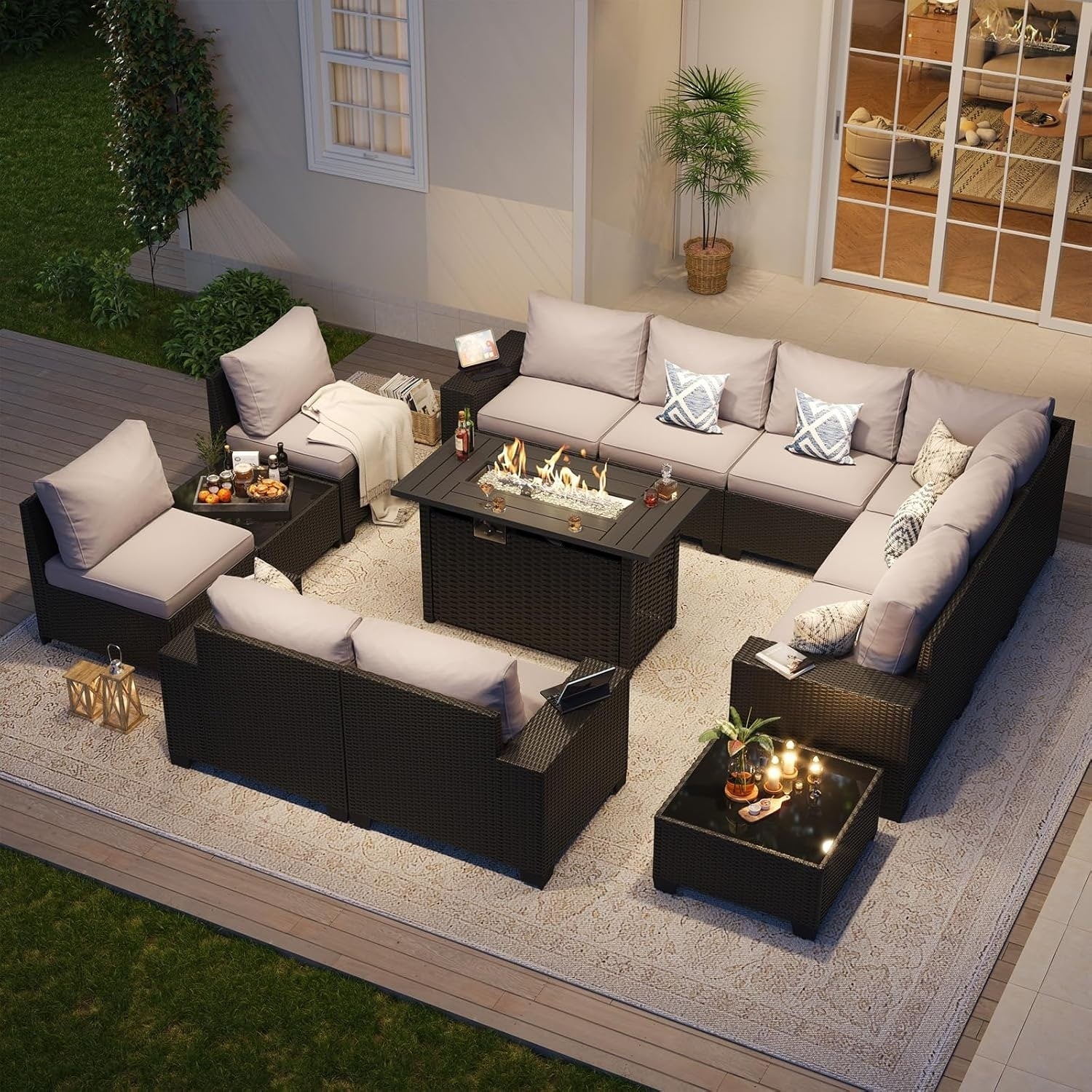 Ensembles de meubles de patio extérieurs avec coussins épais de 4 pouces