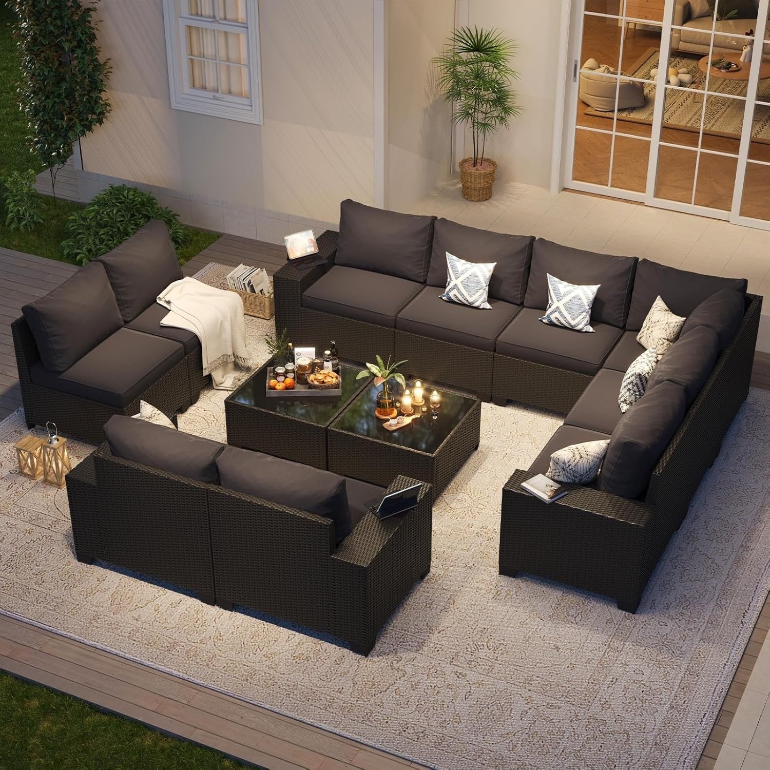 Ensembles de meubles de patio extérieurs avec coussins épais de 4 pouces